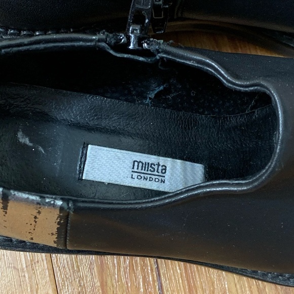 Miista Black Leather Block Heel Pointed Shoes - Picture 8 of 11